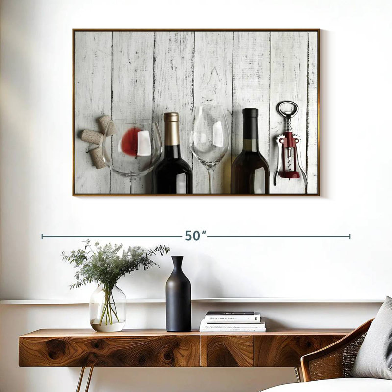 Dégustation de vin, Cadre flottant doré, 40 po x 27 po