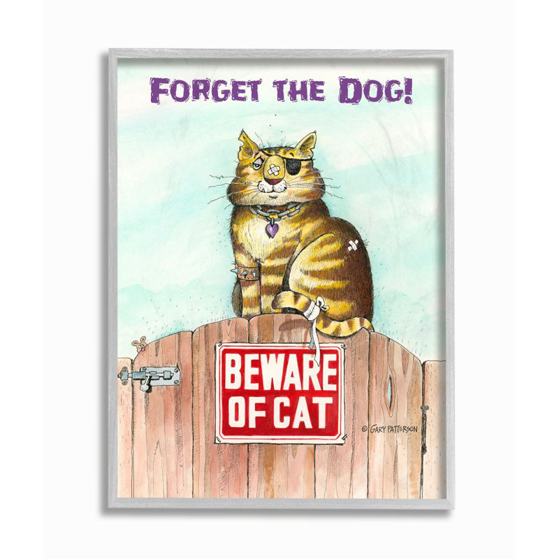 «Forget the Dog Funny Cat» par Gary Patterson - impression d'art graphique, Estampe numérique Farmhouse, H 14 po x l 11 po
