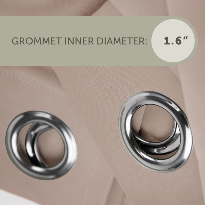 Panneau de rideau simple obscurcissant synthétique avec œillets Polen Drapery, 150 po x 96 po, Beige