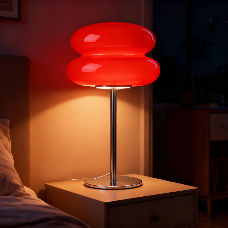 Bedroom Mushroom Lamp, Medieval Modern Bedside Table Lamp, Dimmable Retro Egg Tart Headlight, Unique Home Mushroom Decoration Aesthetic Lovely Living Room Desk Lamp (red)