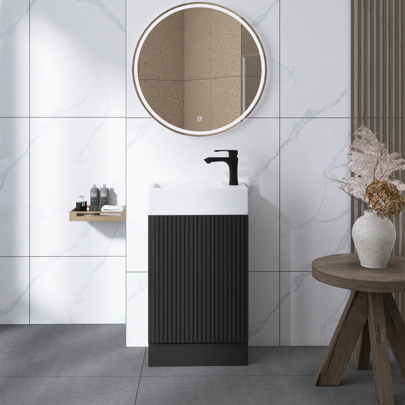 Meuble-lavabo sur pied 19 po avec lavabo, Noir