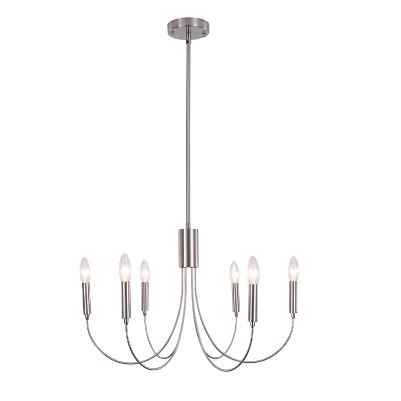 Clerise Dimmable Chandelier, Nickel, 6