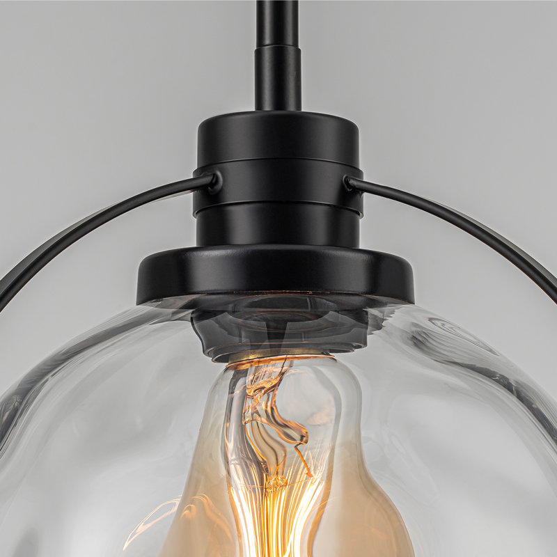 Luminaire suspendu en verre à intensité variable 1 lumière Cindi, Noir mat