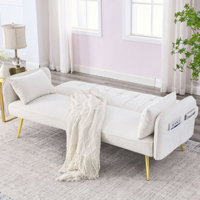 Modern Sofa 72.5" Convertible Sofa Bed, Adjustable Velvet Sofa Bed Velvet Folding Lounge Recliner Reversible Daybed