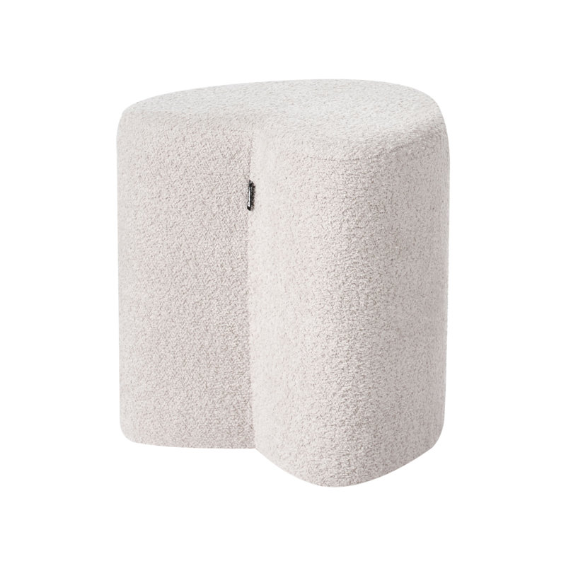 40cm Wide Heart Solid Colour Pouffe Ottoman, Beige