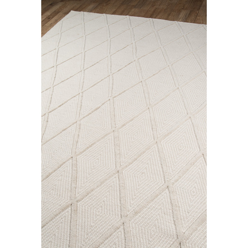 Langdon Wool Geometric Area Rug in Beige, Rectangle 2' x 3'
