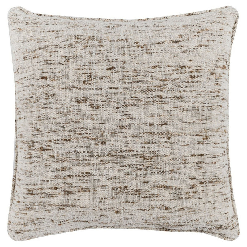 Tali Cream and Brown Cotton Linen Square Throw Pillow
