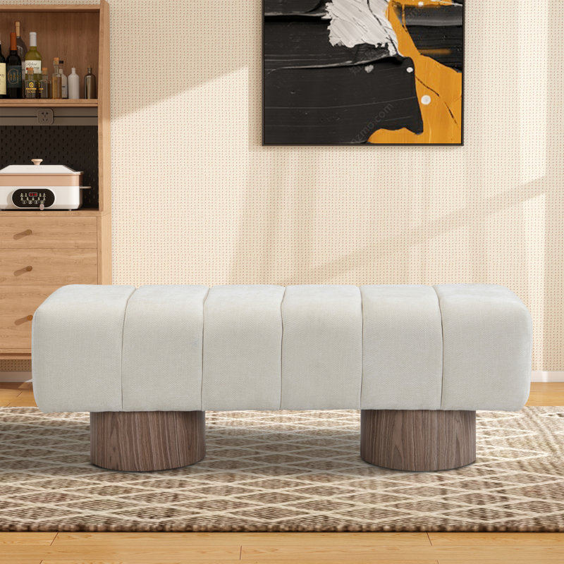 Banc rembourré l 50 po, Beige