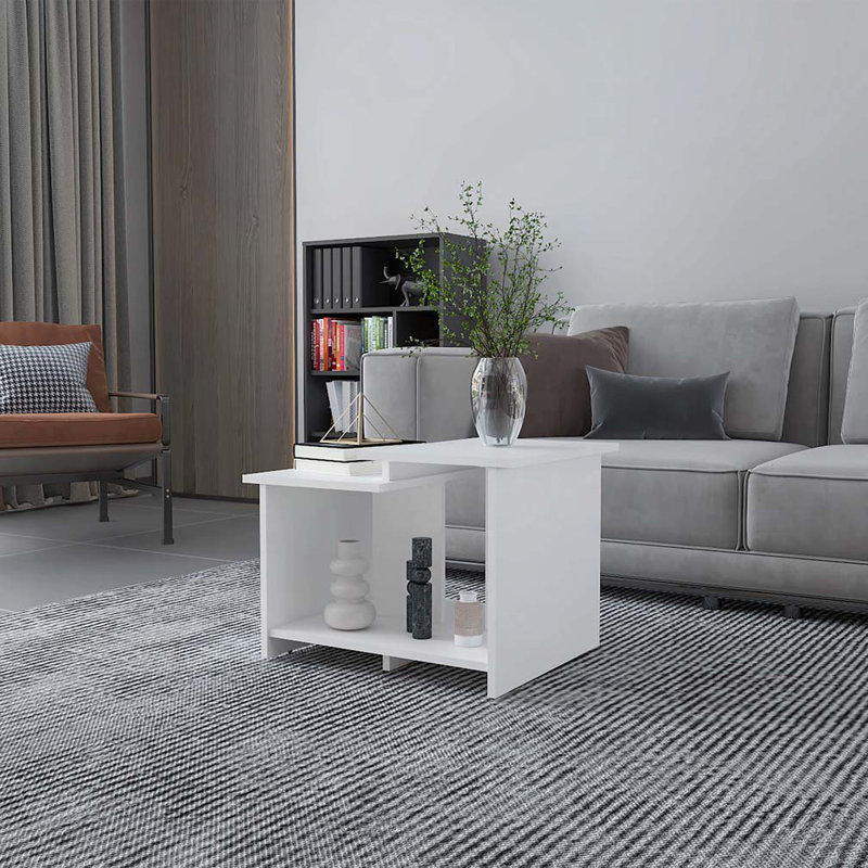 Table basse blanche avec rangement ouvert, Blanc