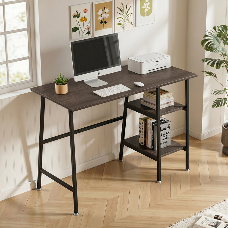 Coyer Home Office Desk, Modern Simple Computer Writing Desk with Storage Shelves, Study Work Office Table for Bedrooms, Small Spaces, Home Offices, Living Room