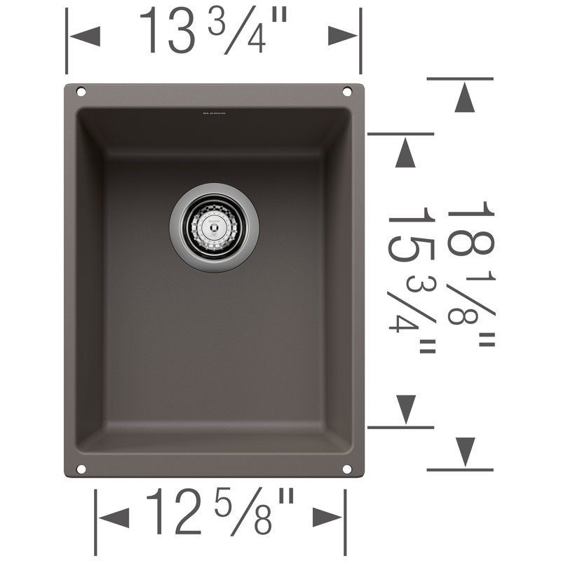 Precis SILGRANIT 13" Undermount Bar Sink, Volcano Gray