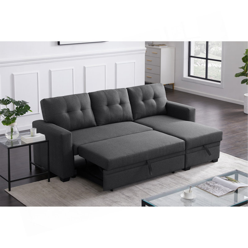 Canapé modulaire rembourré avec méridienne, Gris foncé