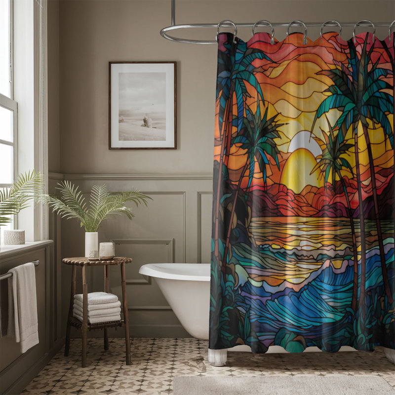 Rideaux de douche 1 pièce Sunset, H 74 po x l 71 po