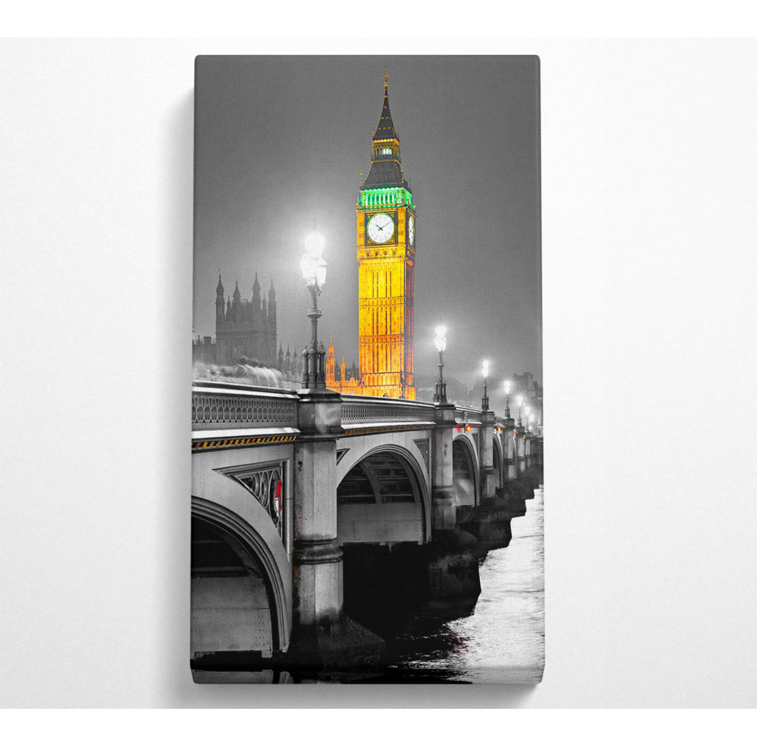 Austan Golden Big Ben Over Tower Bridge - Leinwanddrucke auf Leinwand