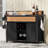 52.8"W Wicker Outdoor Grill Cart With Extended Plastic Wood Table Top, Rolling Kitchen Island On Wheels With Storage Cabinet, For Patio Backyard Garden Poolside, Double Handle Design, Black Brown-648707310