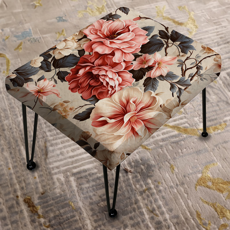 Repose-pieds rose et beige