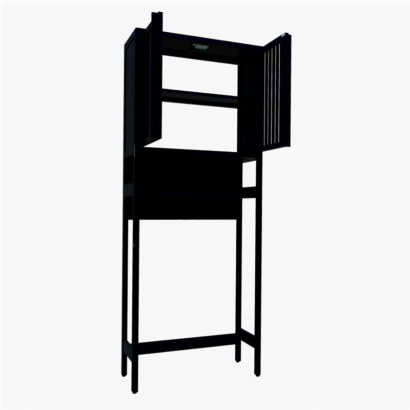 Étagère de rangement de toilette noire peu encombrante, tablette de rangement au-dessus de la toilette pour la salle de bain, armoire de rangement autoportante en métal pour la salle de lavage, étagères de rangement indépendantes pour la salle de bain