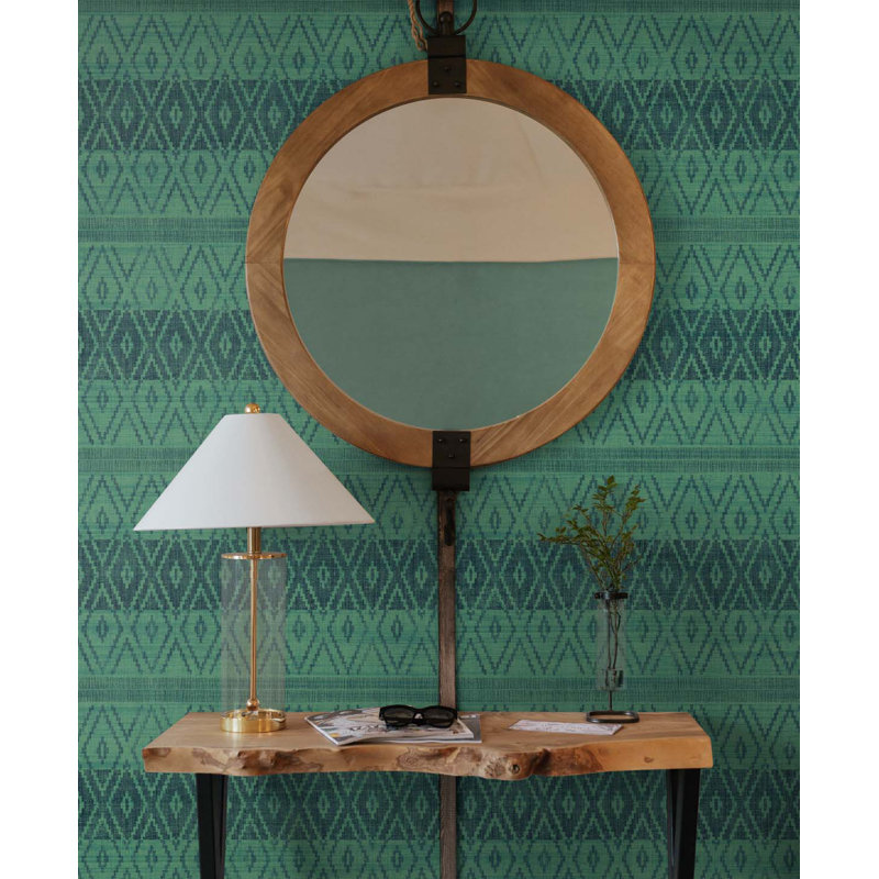 Foundry Select Designs Salt And Pepper Tribal Stripe Unpasted Wallpaper, Deep Sea