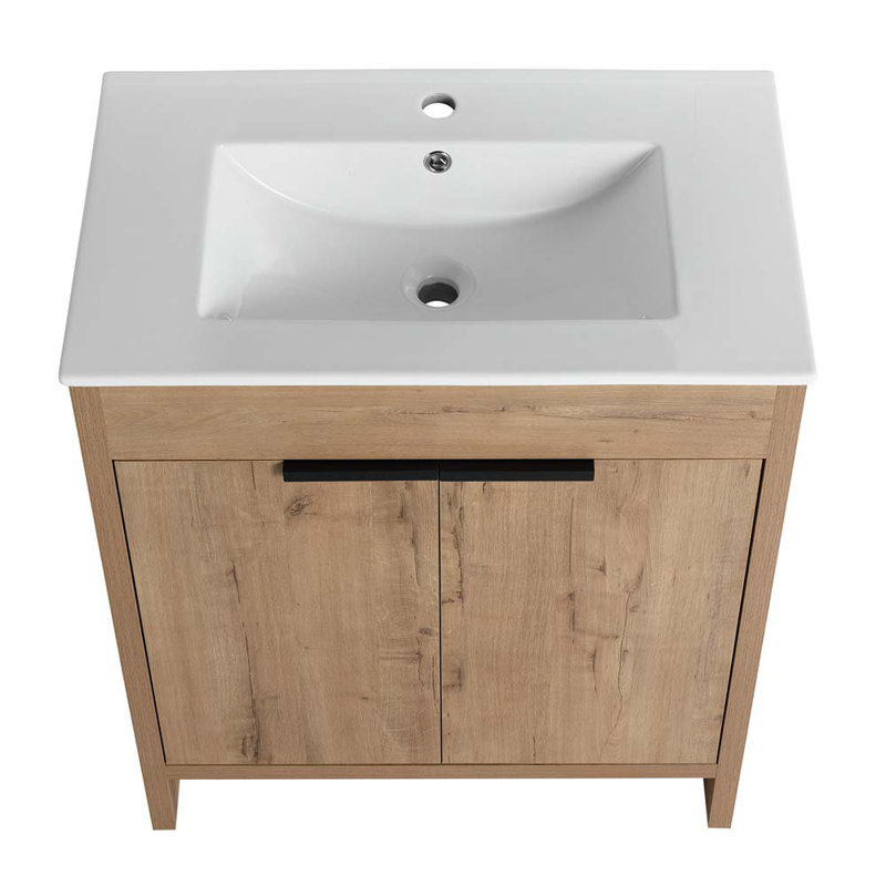 Meuble-lavabo simple 30 po avec lavabo, Imitation chêne