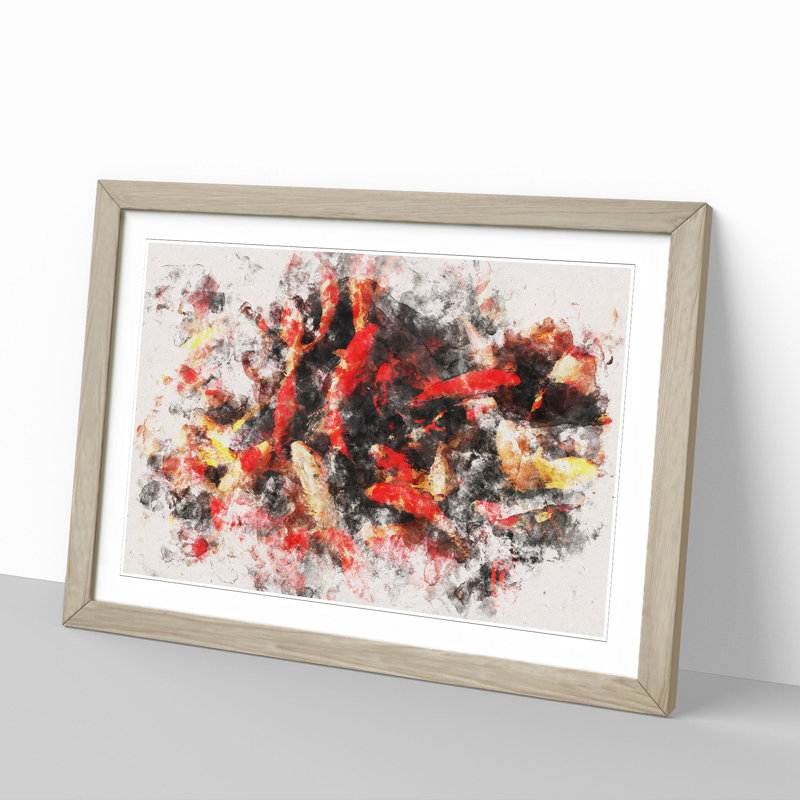 Many Fish - Picture Frame Graphic Art, 36cm H x 48cm W x 2cm D, Oak Framed