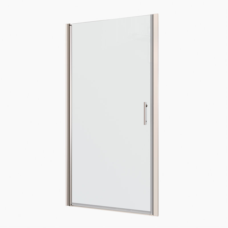 Porte de douche pivotante universelle à ouverture de 1 3/8 po, avec ouverture extérieure, avec finition en verre trempé de 1/4 po
