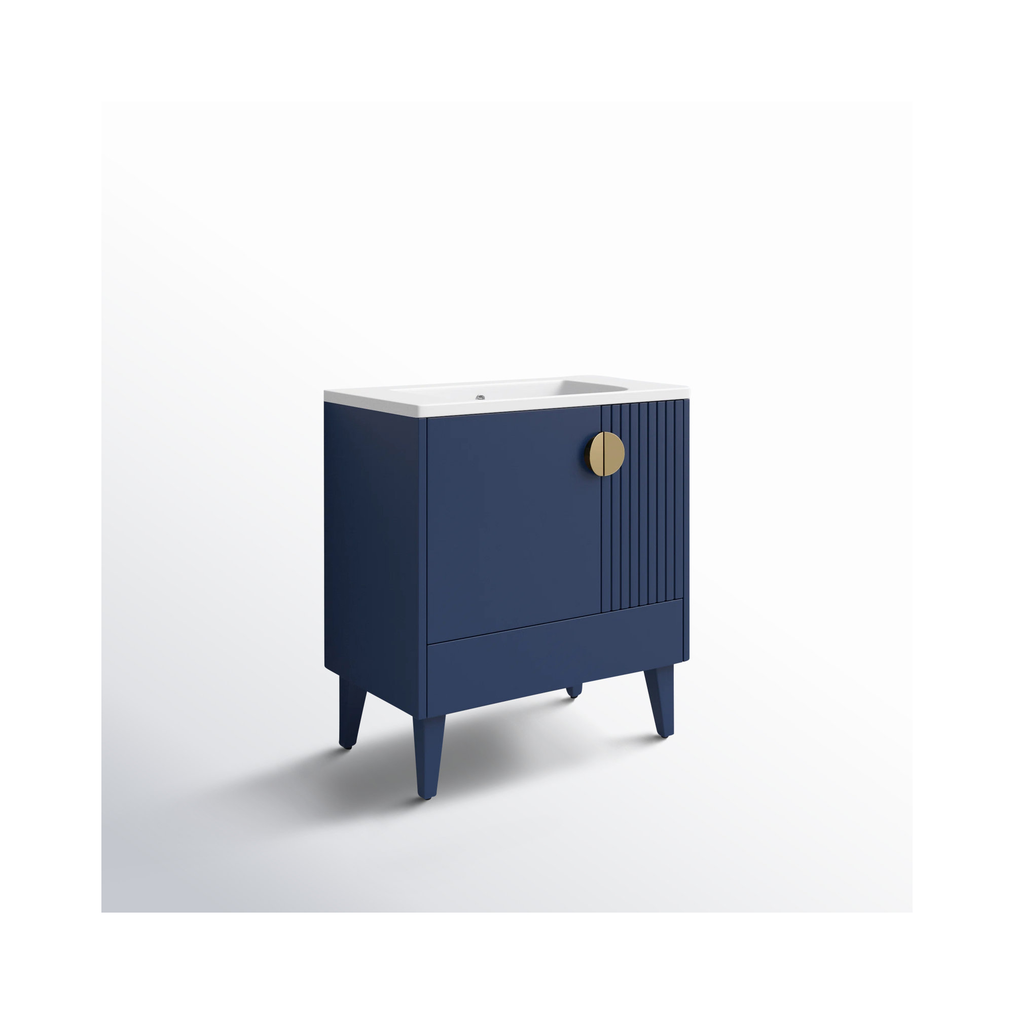 Saimah 30'' Single Bathroom Vanity, Navy Blue, Satin Brass