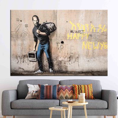 Abstract Migrant Steve Jobs Street Art Graffiti Canvas Painting Poster for Modern Home Wall Decor