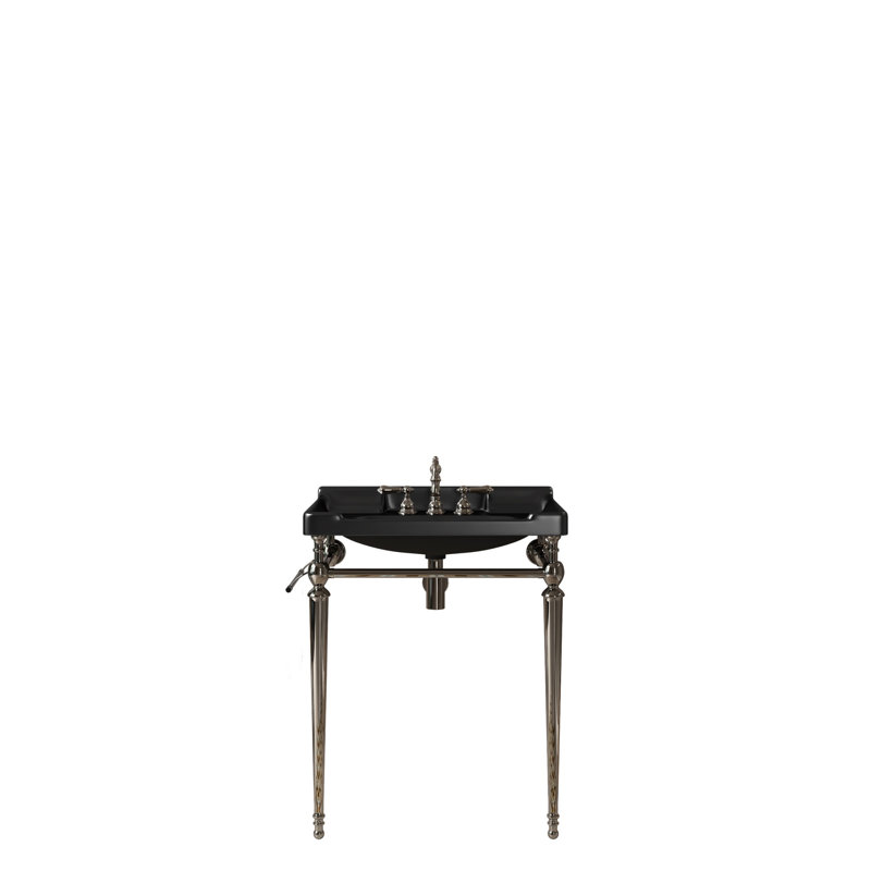 Lavabo console de salle de bain, meuble-lavabo mural, pieds de support autoportants avec barre à serviettes, Chrome chrome