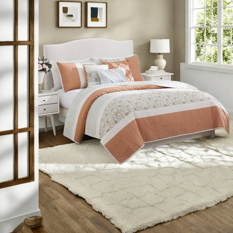Reversible Cotton Percale Bedding Sets, Farmhouse King Bedroom Home