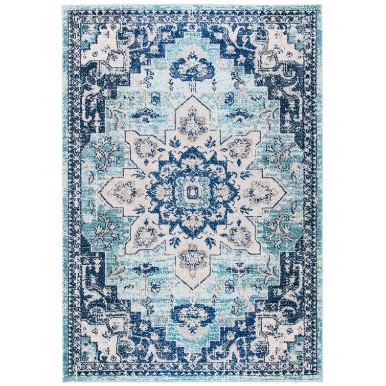 Madison Oriental Area Rug In Teal / Navy