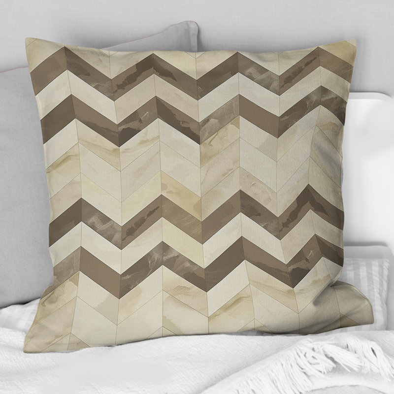 Coussin Beige Chevron Dreams II - Modern, H 16 po x l 16 po