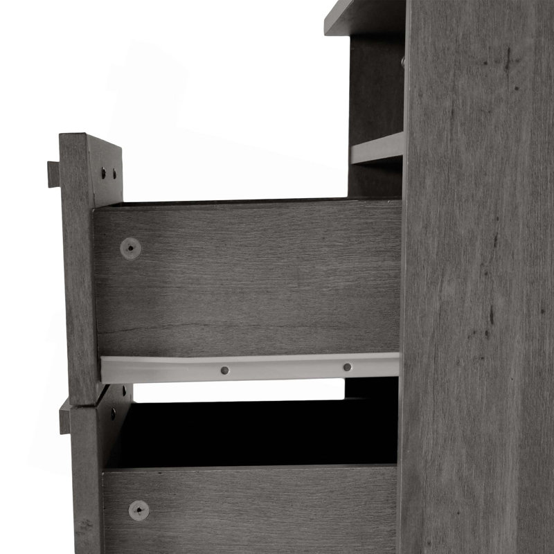 2-Drawer Nightstand With Shelf, Grey