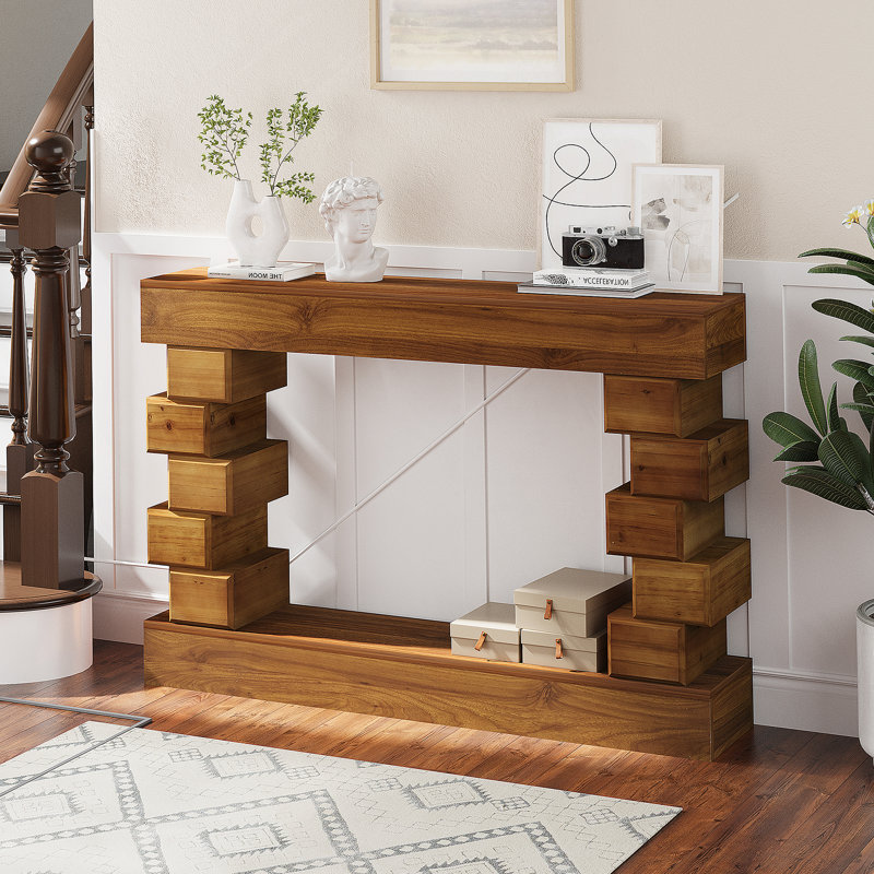Console en bois avec tablette inférieure ouverte