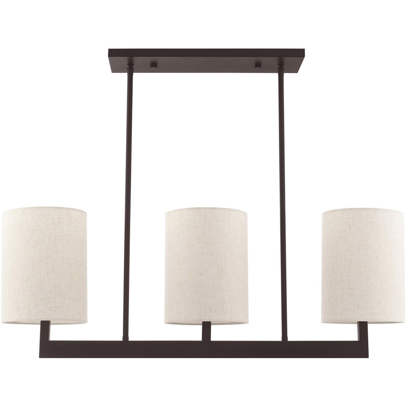 Lustre classique à 3 lumières avec abat-jour, Bronze