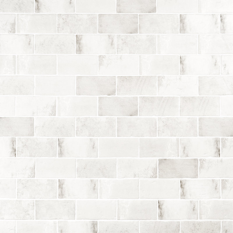 Souk 3.93" x 7.87" Ceramic Terracotta Look Subway Wall Tile (10.76 Sq. Ft. / Case), White