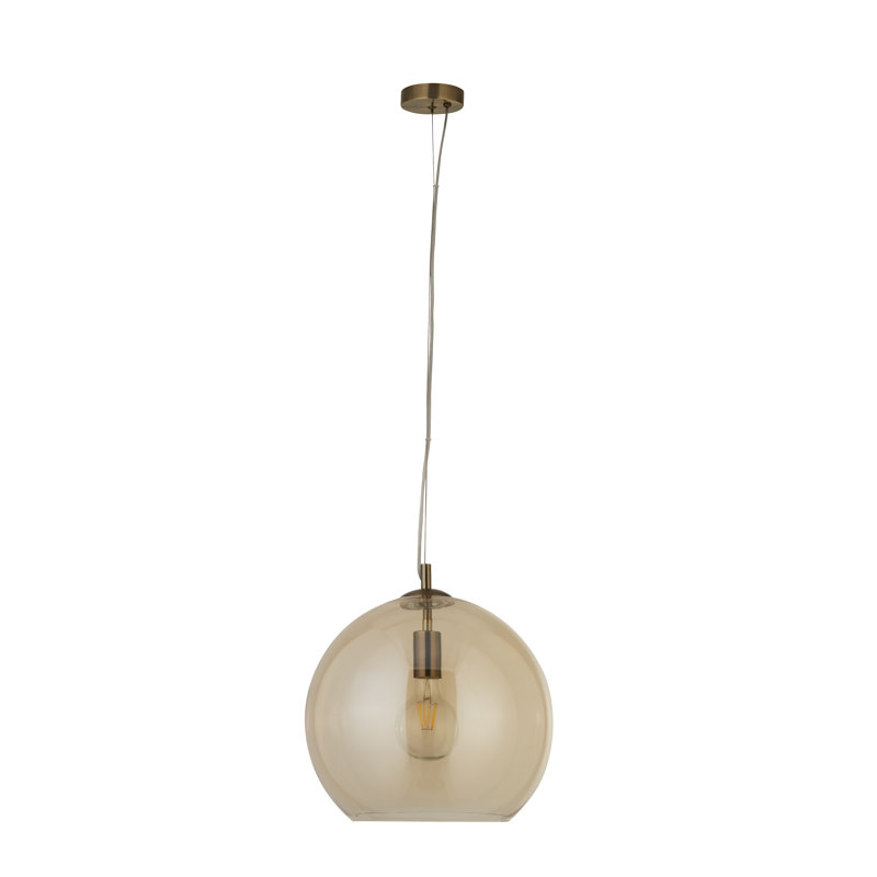 Esman 1 - Light Single Pendant, Antique Brass/Amber