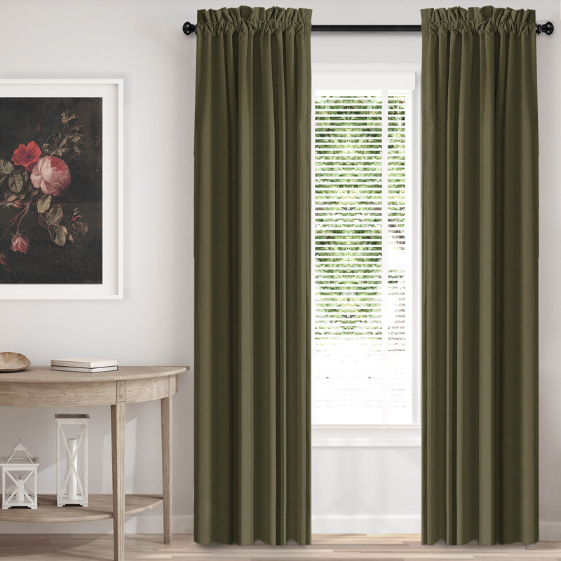 Velvet Room Darkening Curtain Pair, 50" x 108" , Green