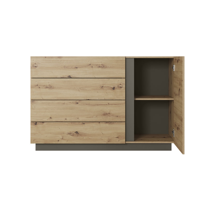 Janelisse 4 Drawer 139Cm W Combi Chest, Oak