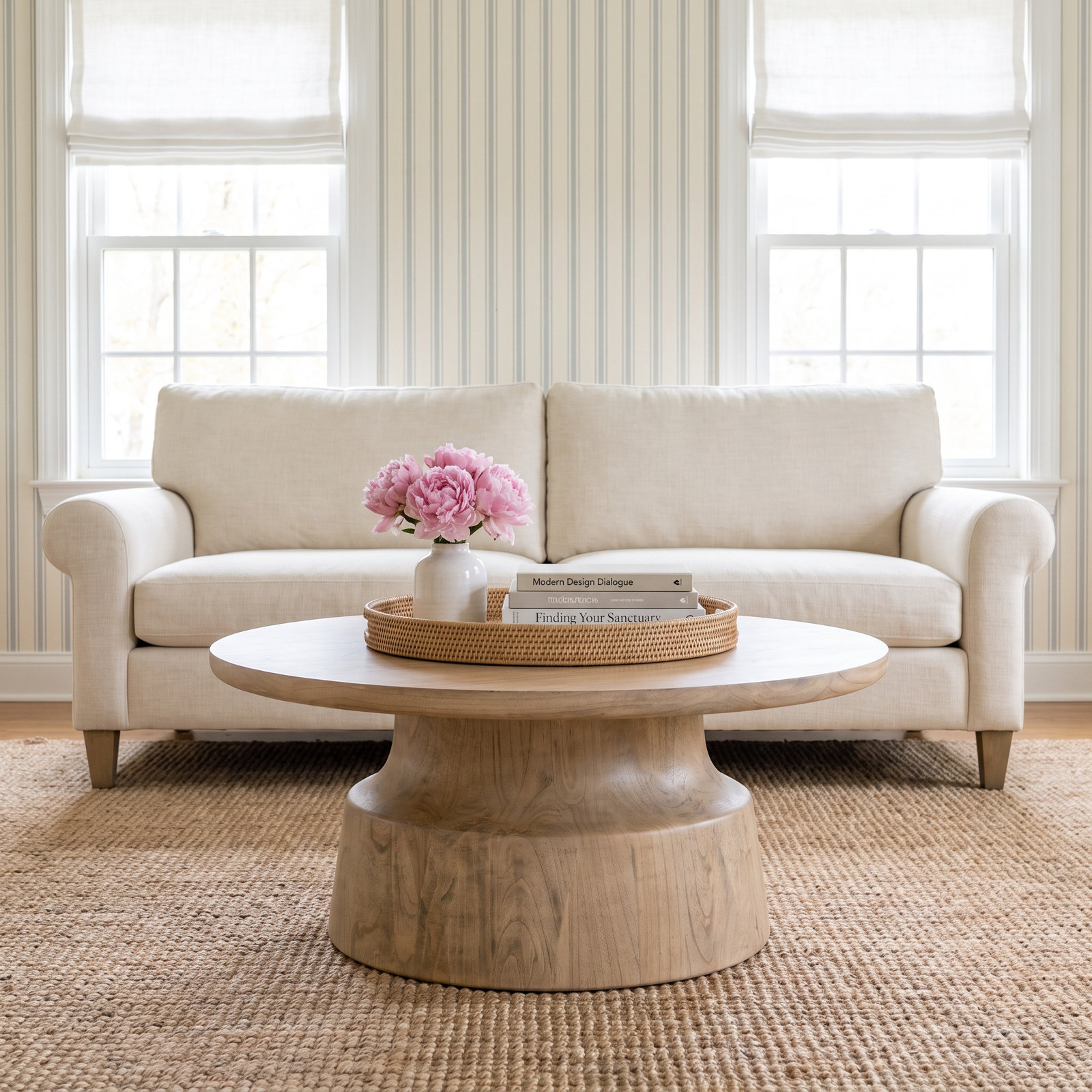 Rhys 36" Solid Wood Coffee Table, Pumice