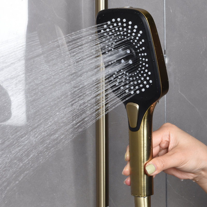 Brushed Gold Brass Thermostatic Wall-Mounted Shower System