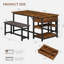 Dining Table Set For 4, Dining Room Table With Storage Drawers & Wine Rack, Kitchen Dining Table Set With Upholstered Benches For Dining Room-1264790998