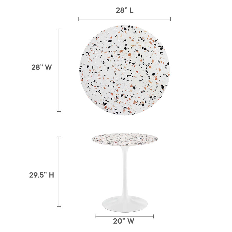 Table de salle à manger Lippa, L 27,5 po x l 27,5 po, 28,5 po de hauteur, Blanc