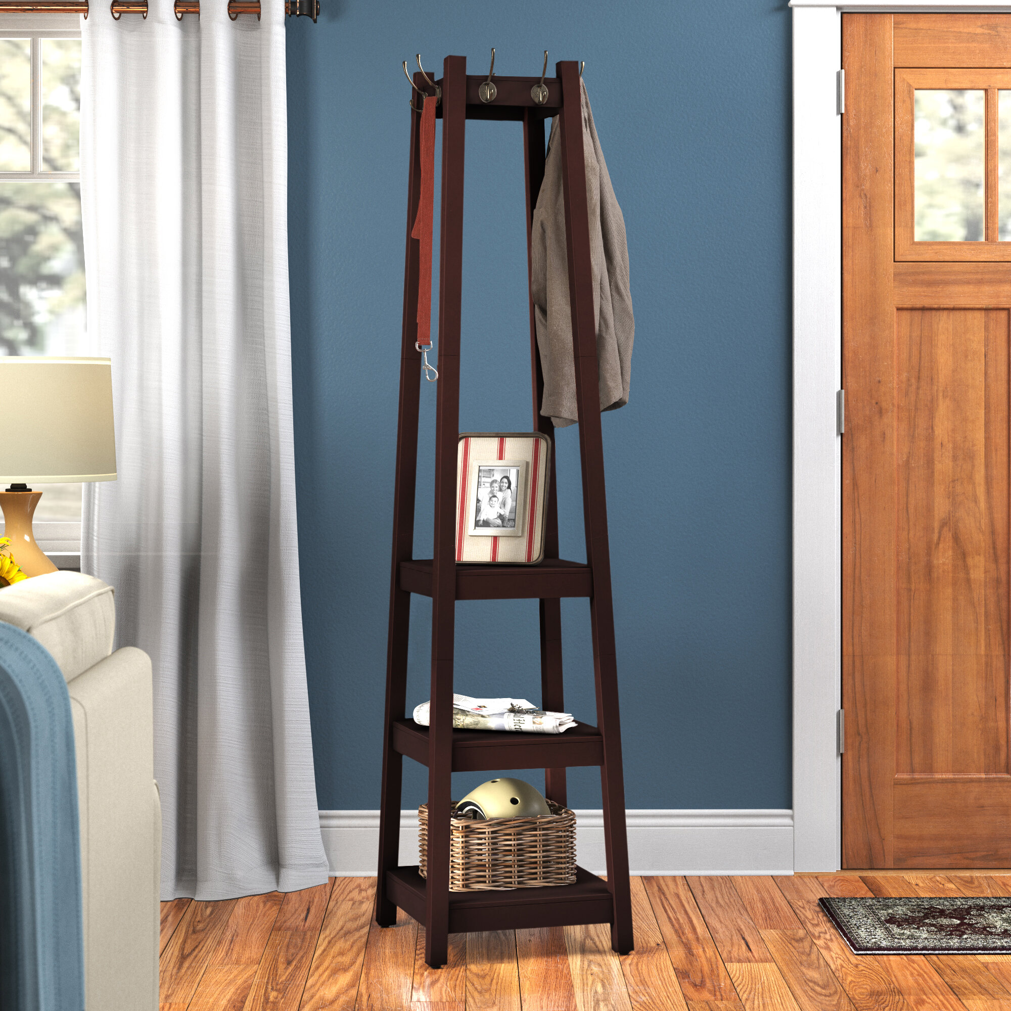 Red Barrel Studio® Takori Solid Wood Freestanding Coat Rack With 