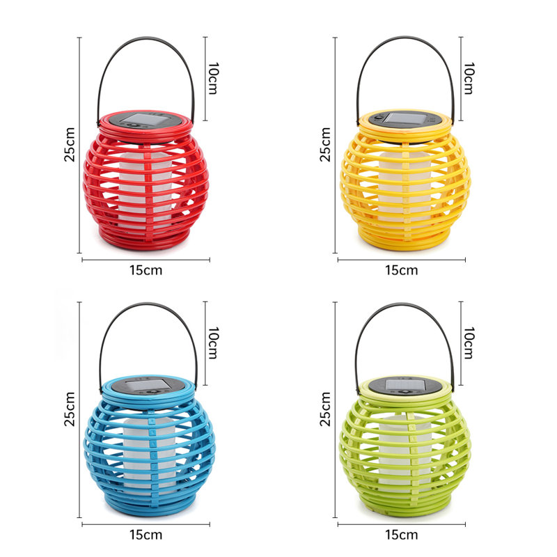 Lanternes en rotin imperméables à énergie solaire pour l'extérieur - Paquet de 4 lumières à DEL suspendues colorées avec marche / arrêt automatique, résistant aux intempéries Ip44, décoration de jardin pour le printemps