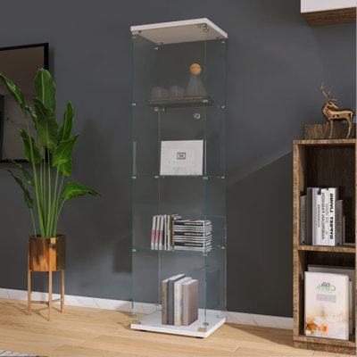 Vitrine en verre avec 4 tablettes et porte