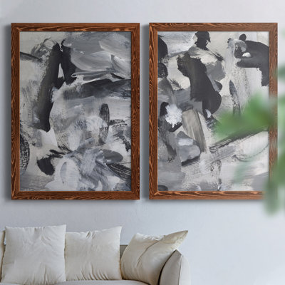 «Black & White Mix III», ensemble de 2 reproductions d'art encadrées