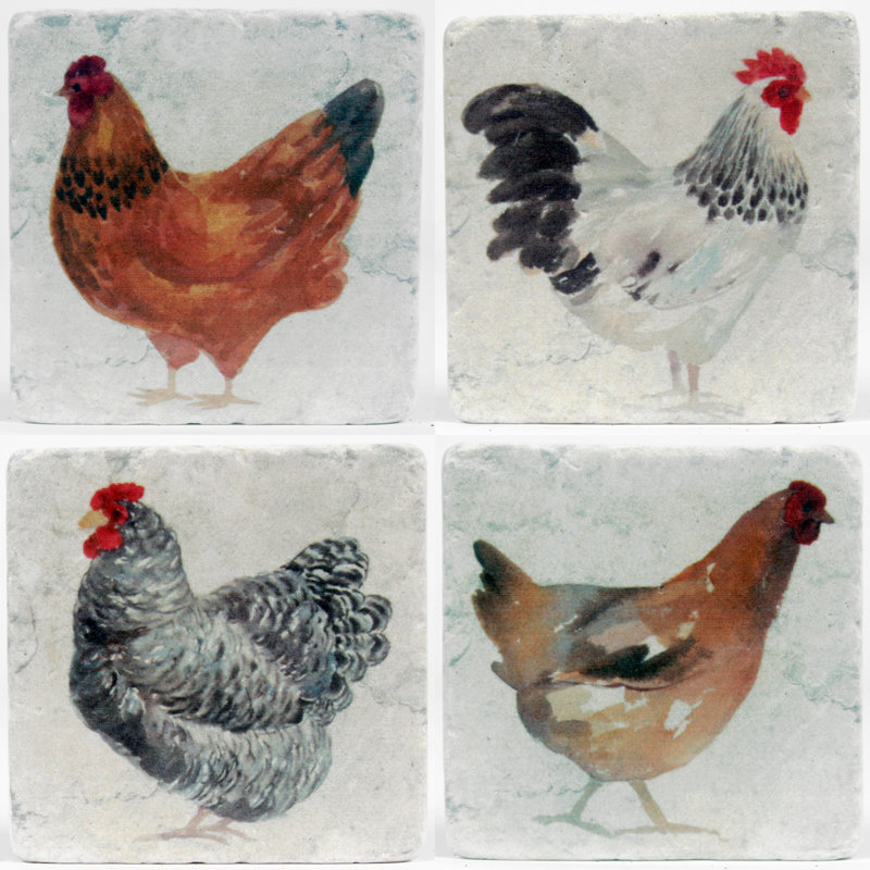 Ceramic Square 4 Piece Coaster Set