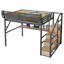 Grand lit mezzanine avec bureau et station de charge, grand lit mezzanine en métal avec escalier et lumière pour enfants adolescents, noir, produits brevetés