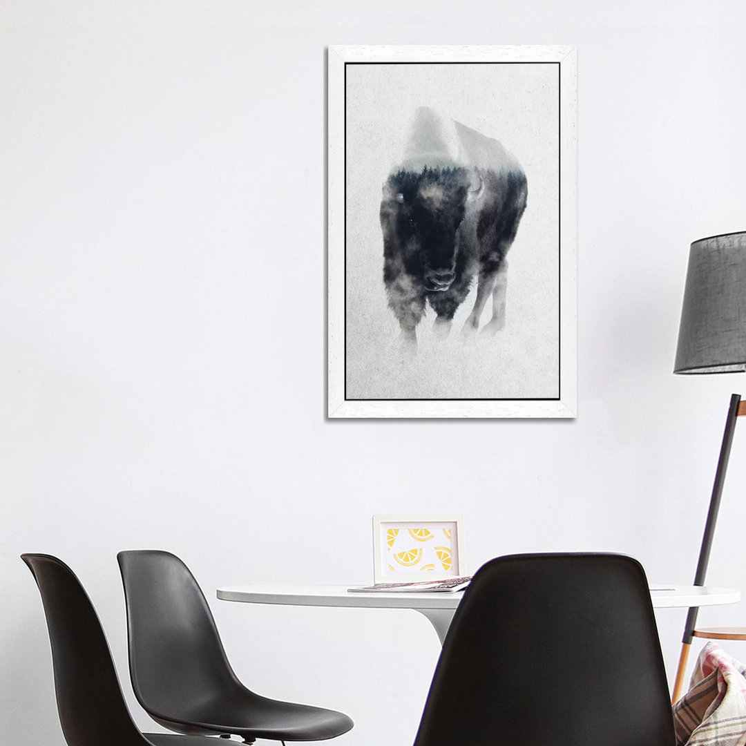 Bison In Mist by Andreas Lie - Print on Canvas