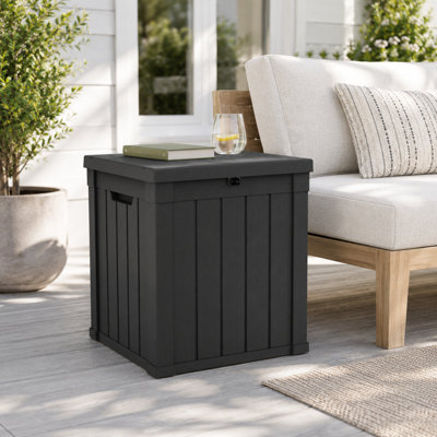 60 Gal Weatherproof Deck Box,Lockable Resin Storage with Side Handles for Patio Cushions, Garden Tools & Packages